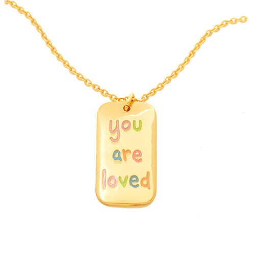 Personalized enamel pendant jewelry factory website bulk 14k gold plated custom made text engraved dog tag necklace chain wholesale makers and suppliers